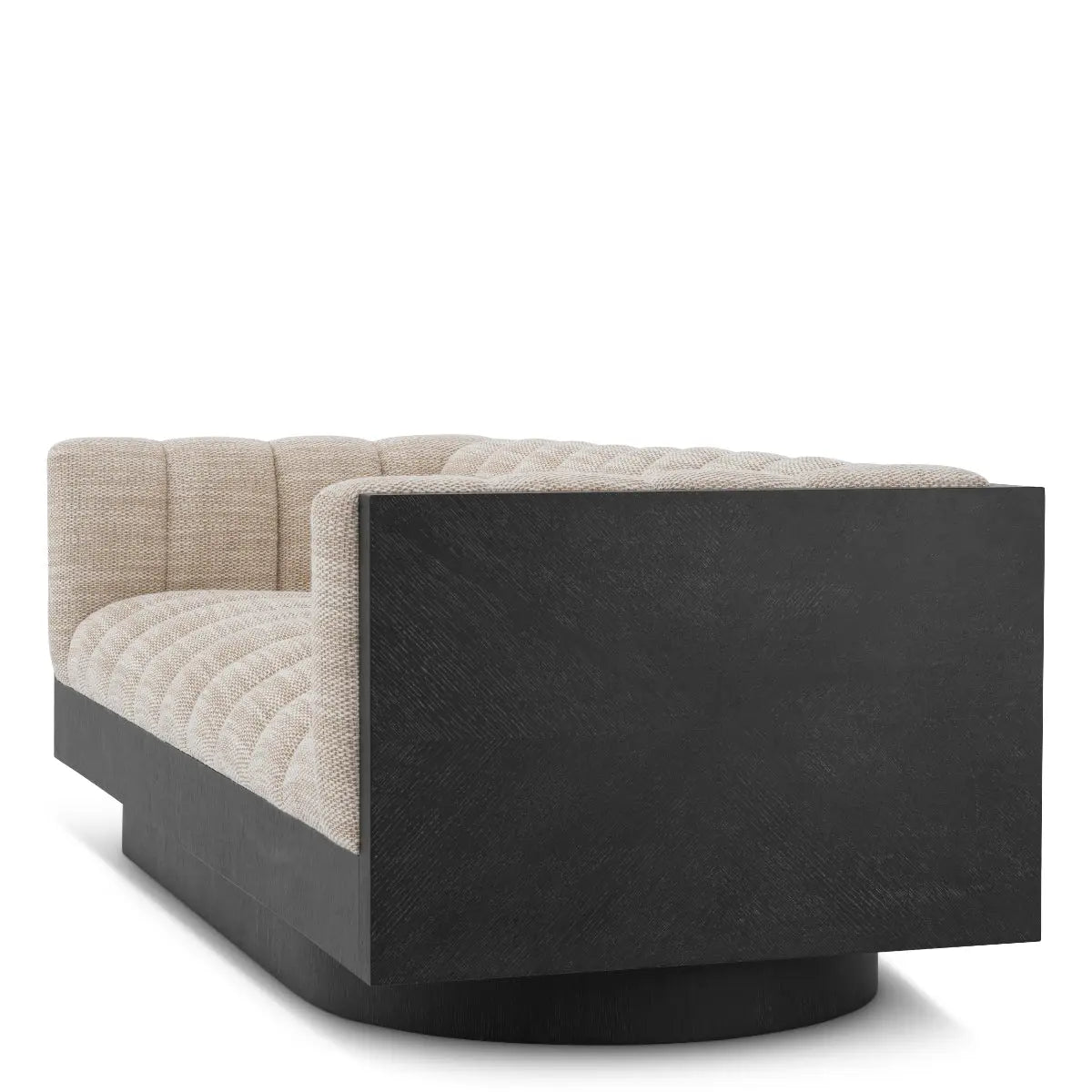 Modern sofa with quilted design on a white background