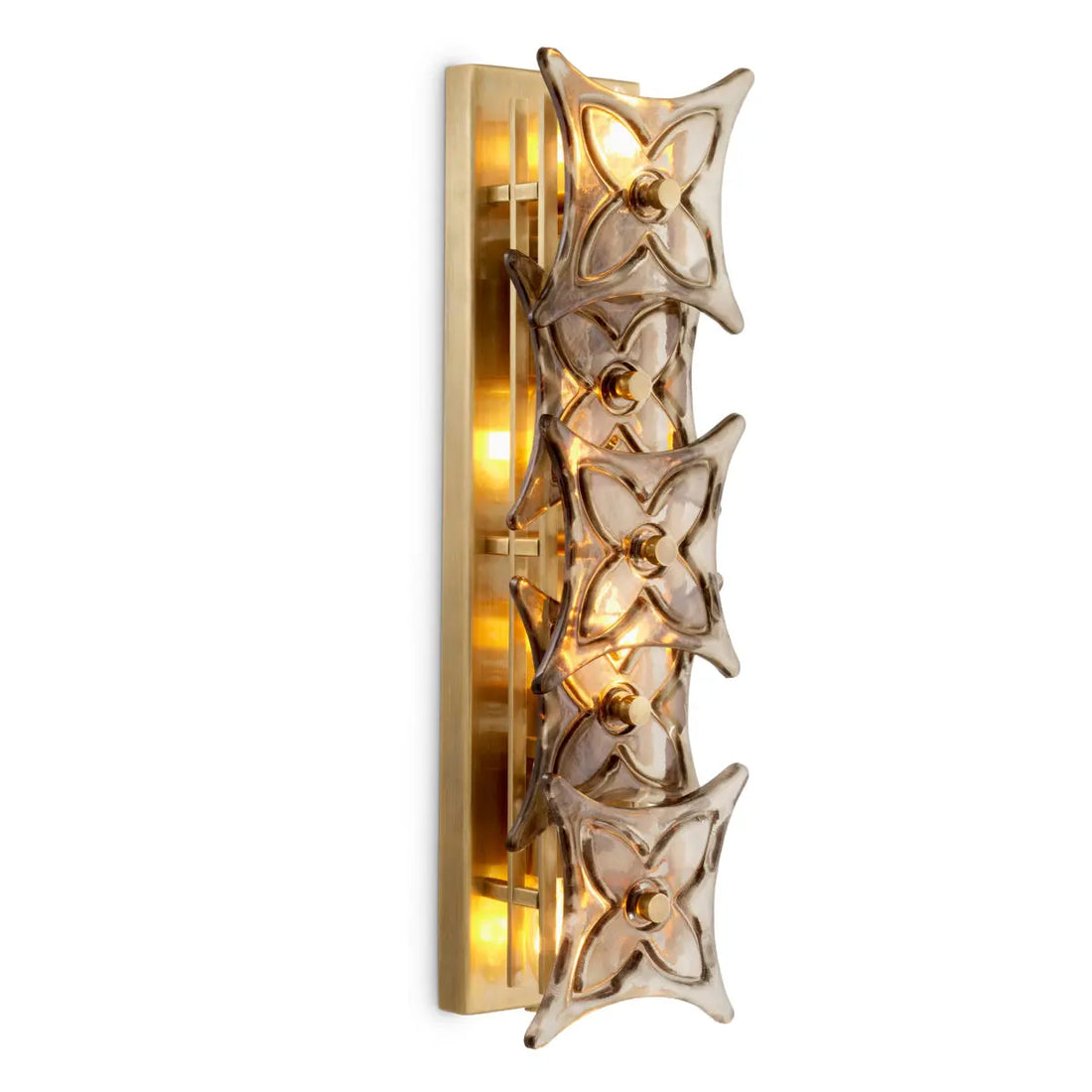 Wall Lamp Silvaris vintage brass finish smoke glass
