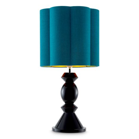 CDJ Table Lamp Dionne piano black finish incl turquoise shade