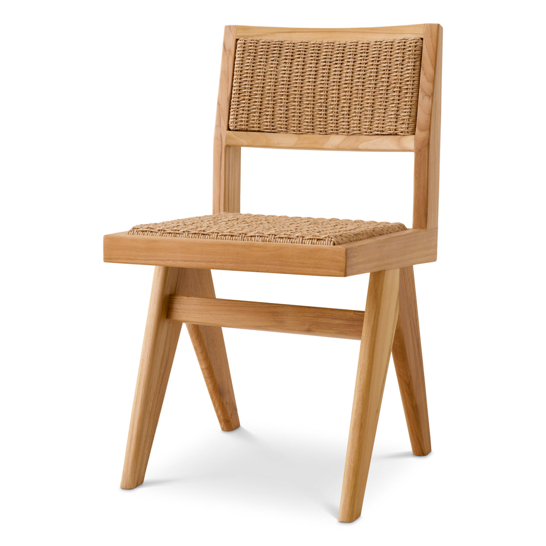 Outdoor Dining Chair Niclas natural teak natural weave