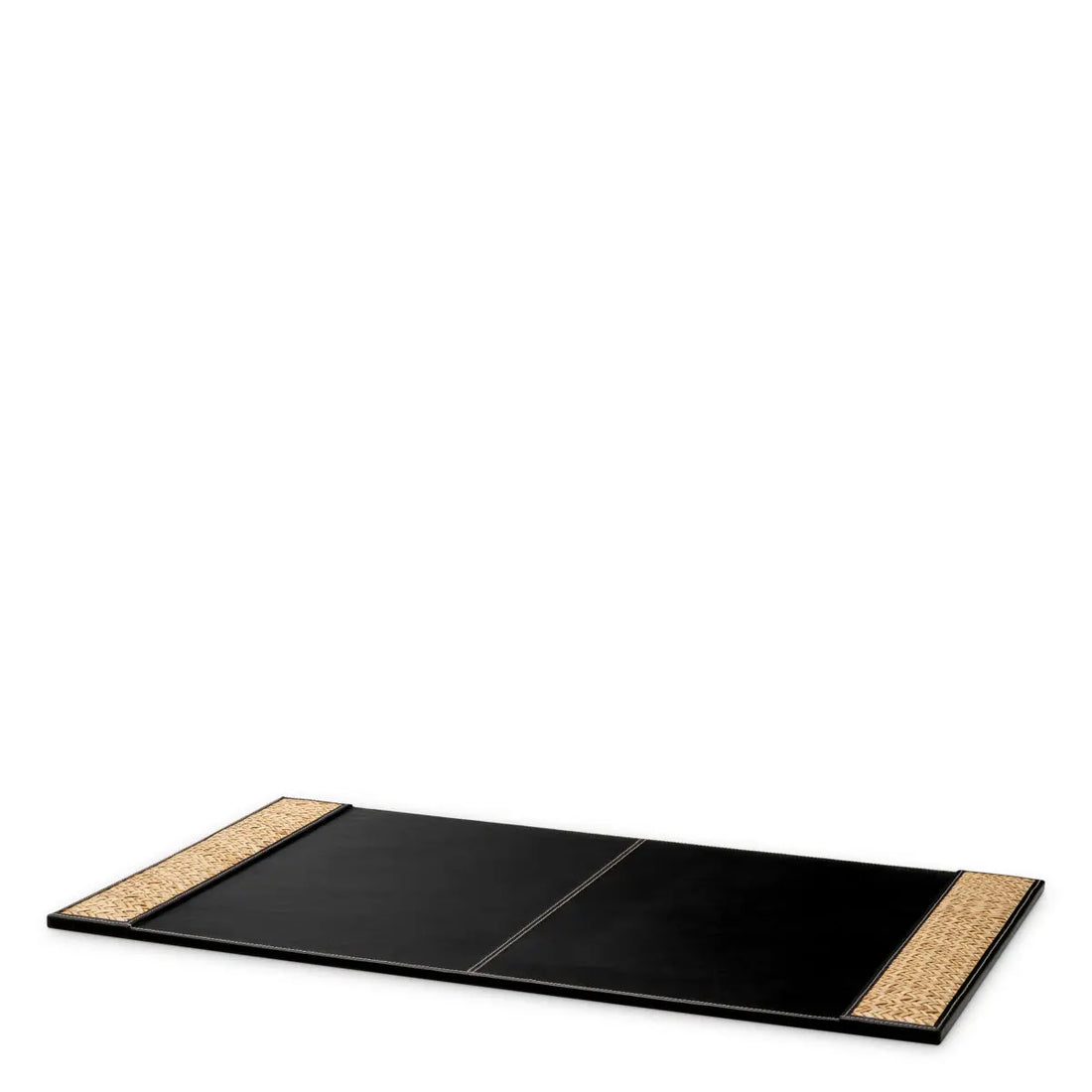 Desk Blotter Taos black leather natural rattan