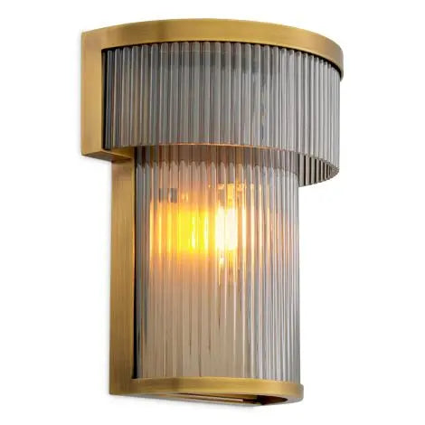 CDJ Wall Lamp Andromeda antique brass finish smoke glass