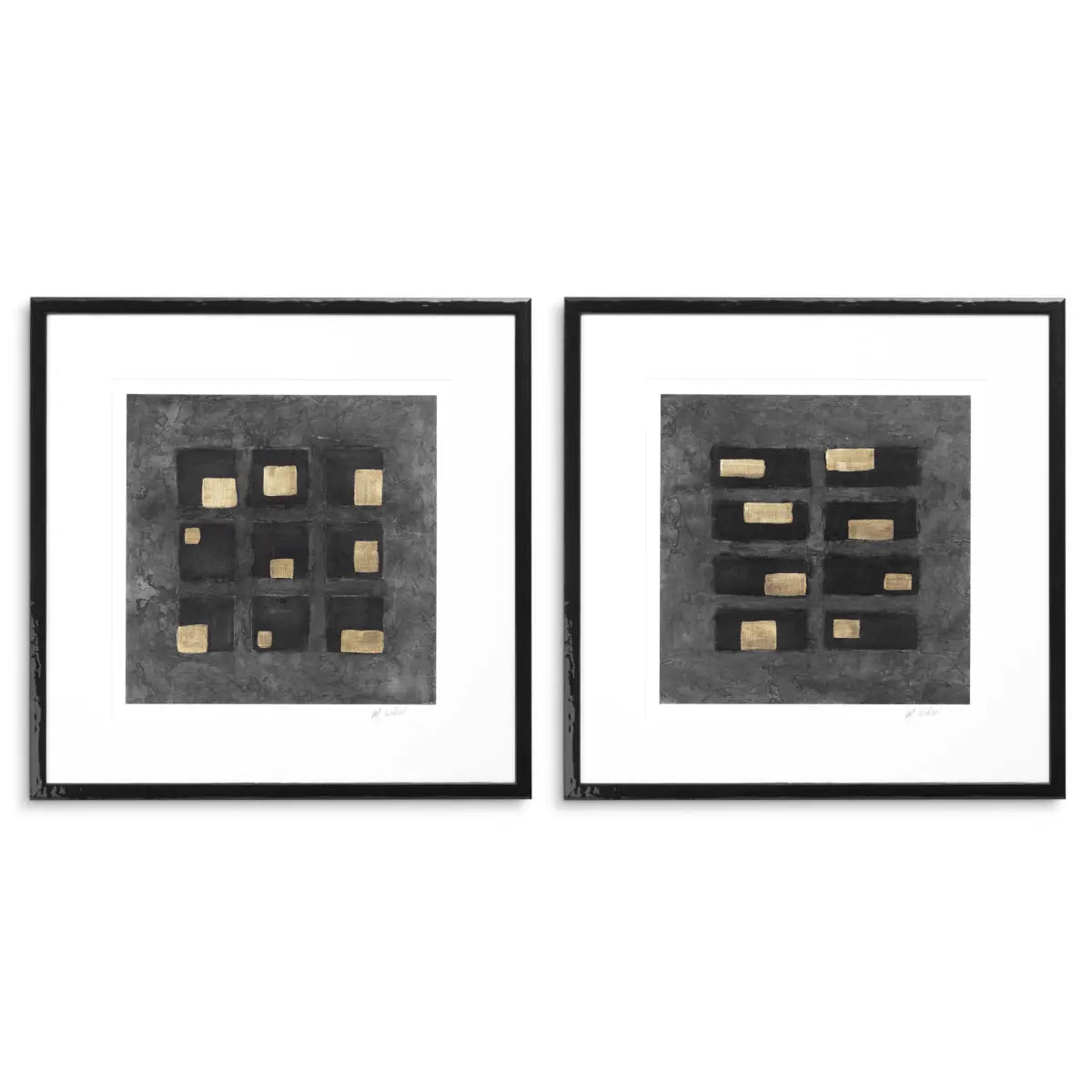 Print Black Squares by Michael Willett set of 2 Eichholtz