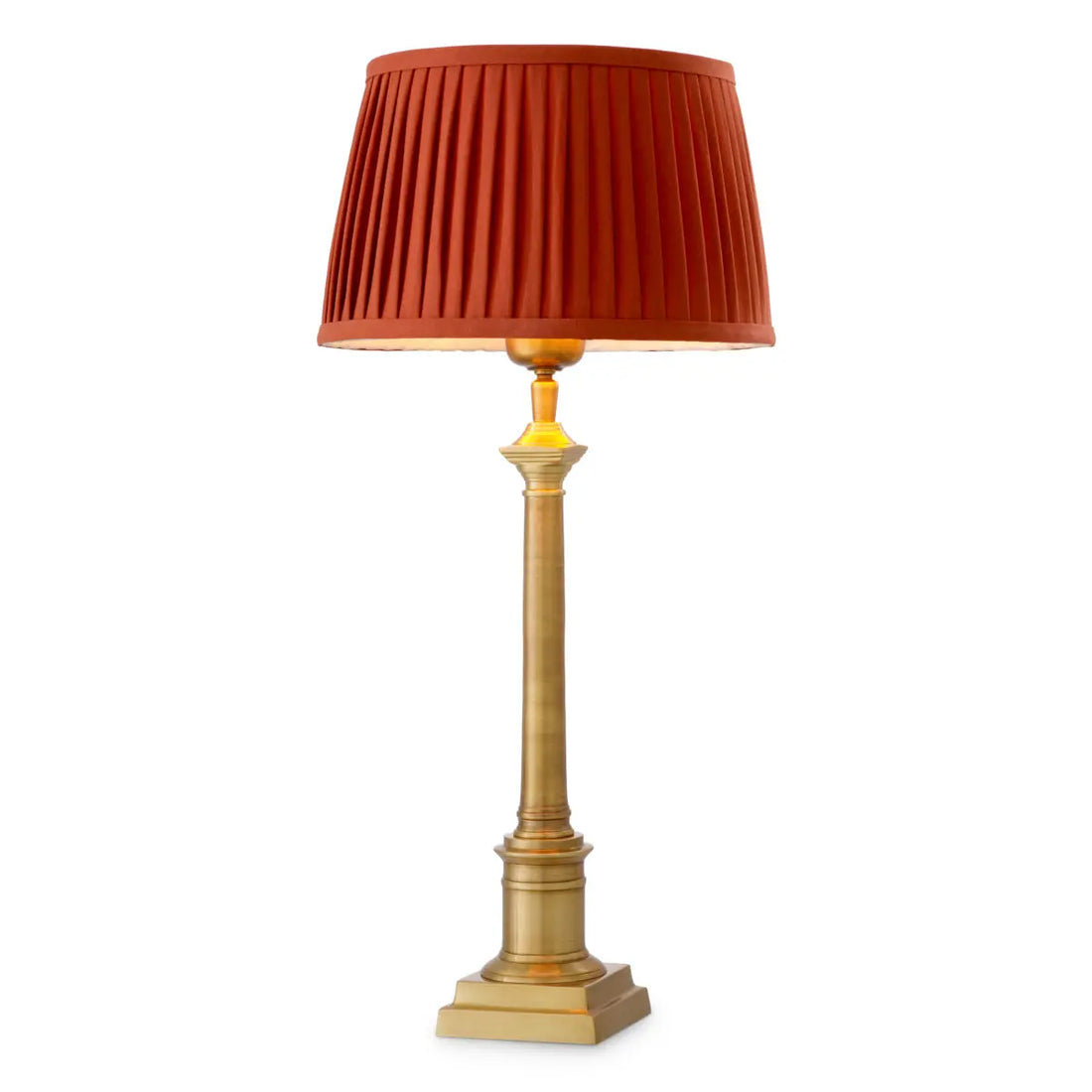 Table Lamp Cologne S antique brass finish incl pleated orange shade
