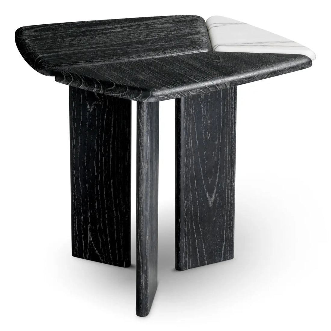 Side Table Brinton charcoal grey crown solid wood white marble