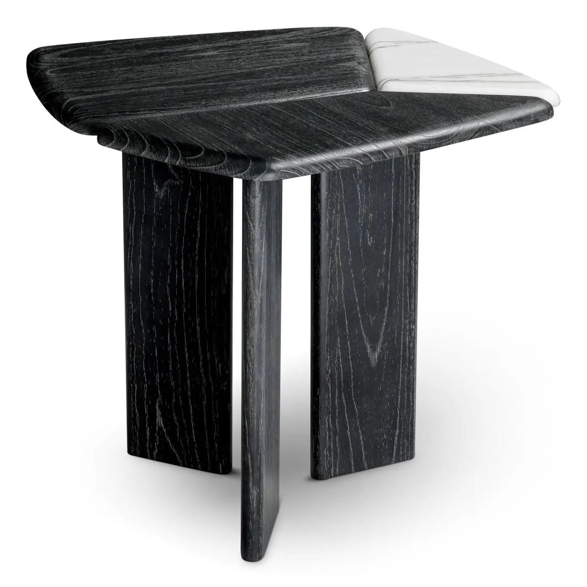 Side Table Brinton charcoal grey crown solid wood white marble