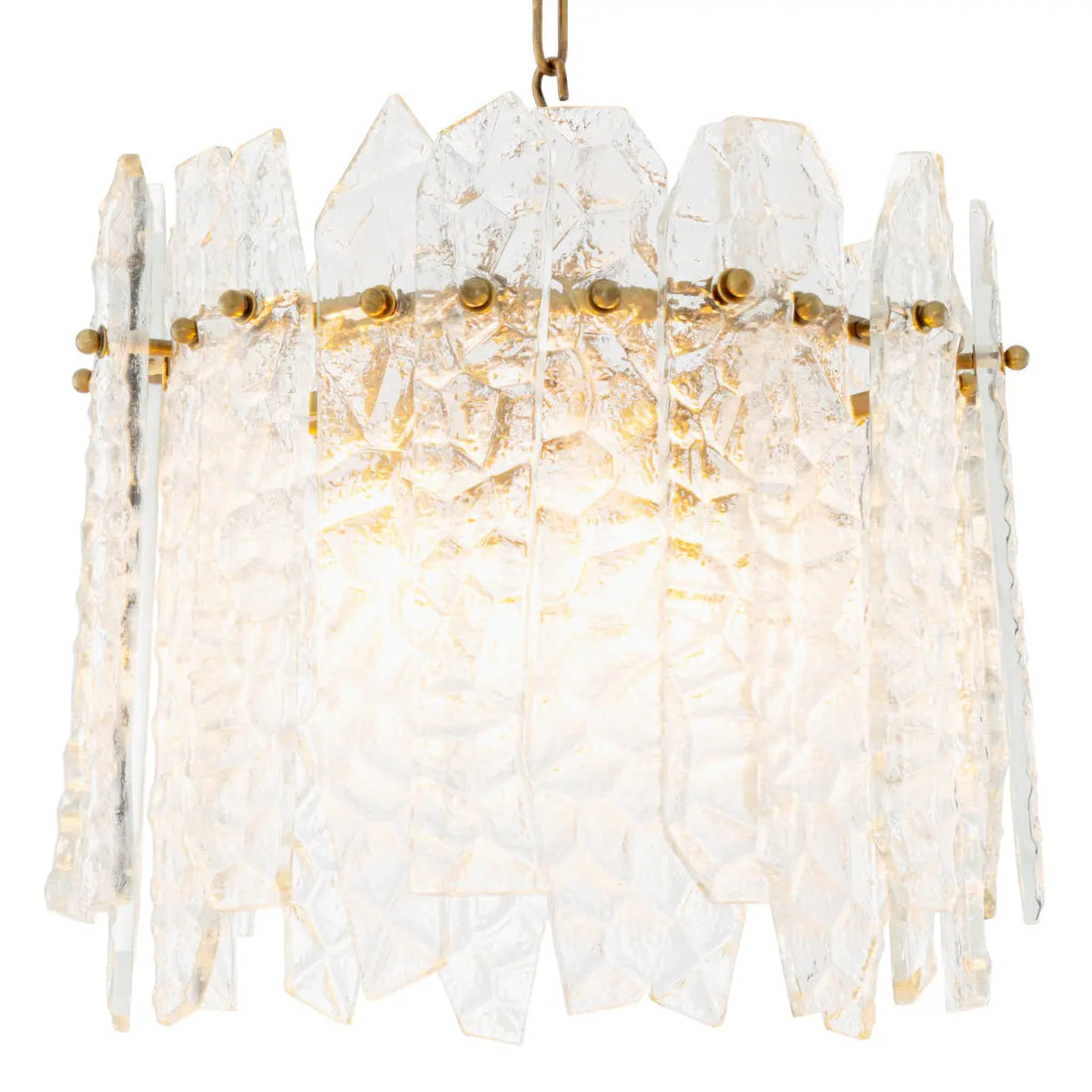 Chandelier Prati vintage brass finish clear glass