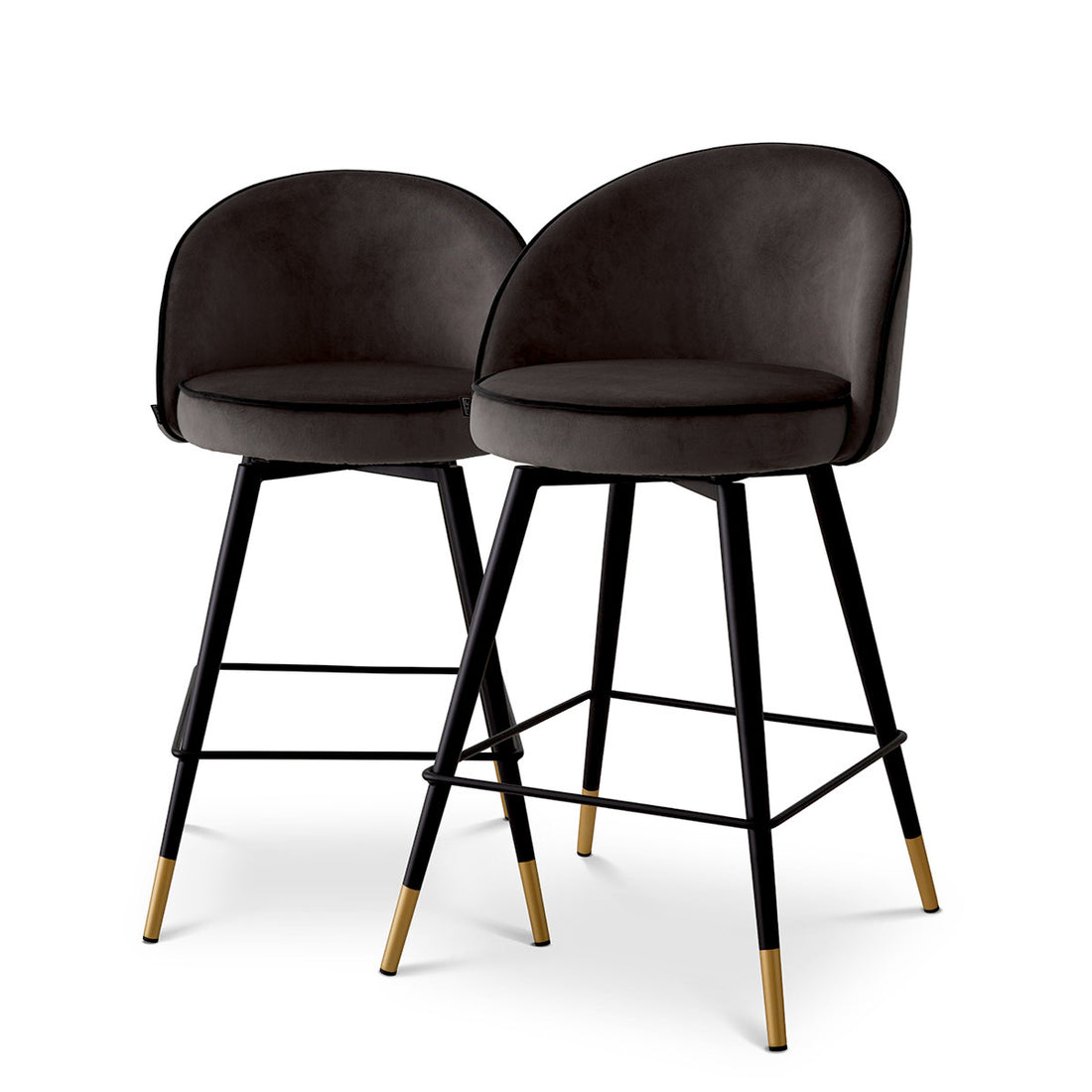 Counter Stool Cooper roche dark grey velvet set of 2