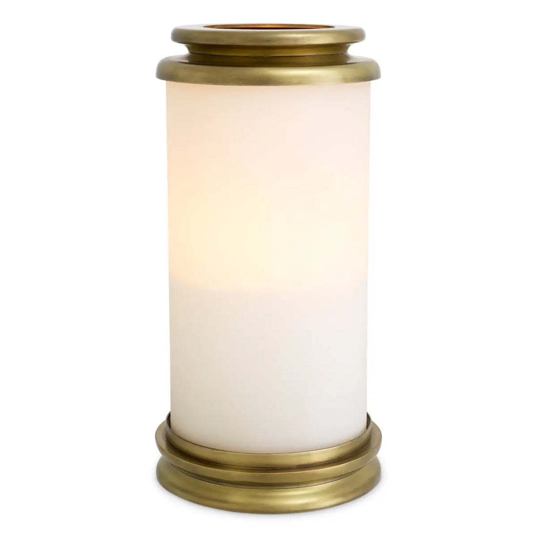 Hurricane Carrington L vintage brass finish white glass
