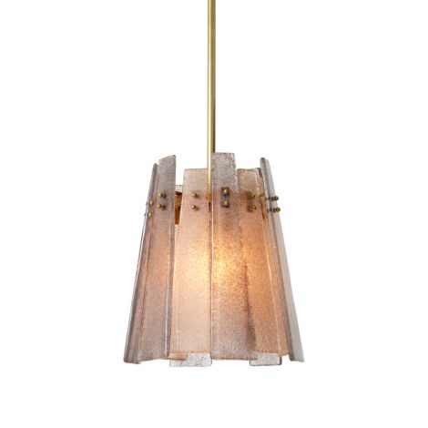 Pendant Cortese vintage brass finish grey smoke glass