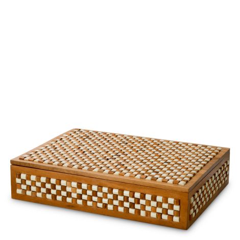 Box Cavendish L white brown beads