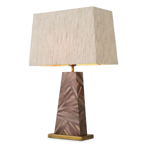 Table Lamp Gaultier brown straw marquetry incl shade
