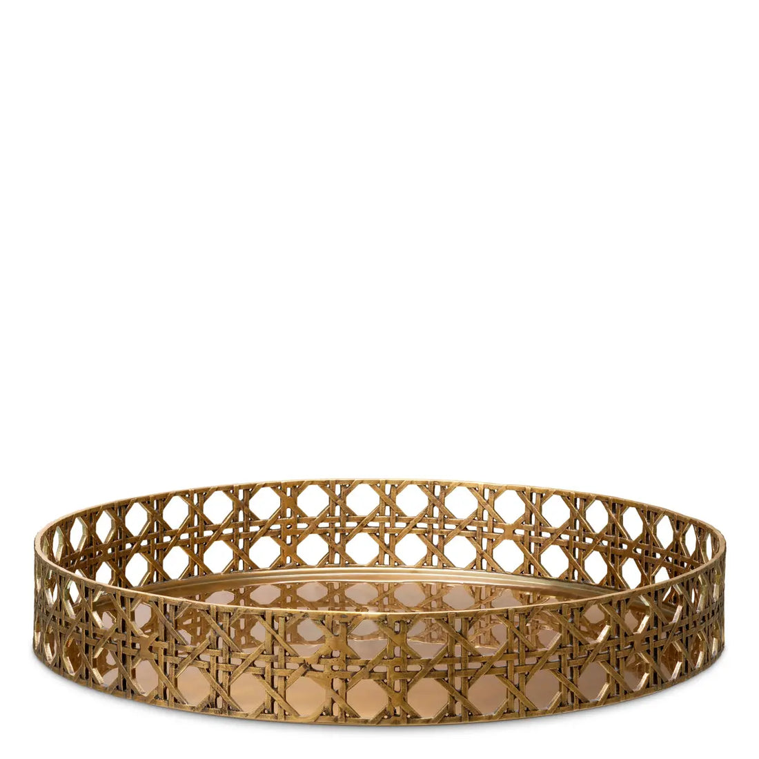 Tray Dameron round vintage brass finish