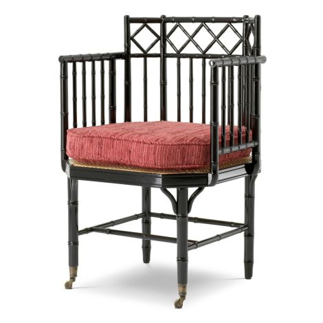 Chair Xavier piano black finish incl terren bordeaux cushion