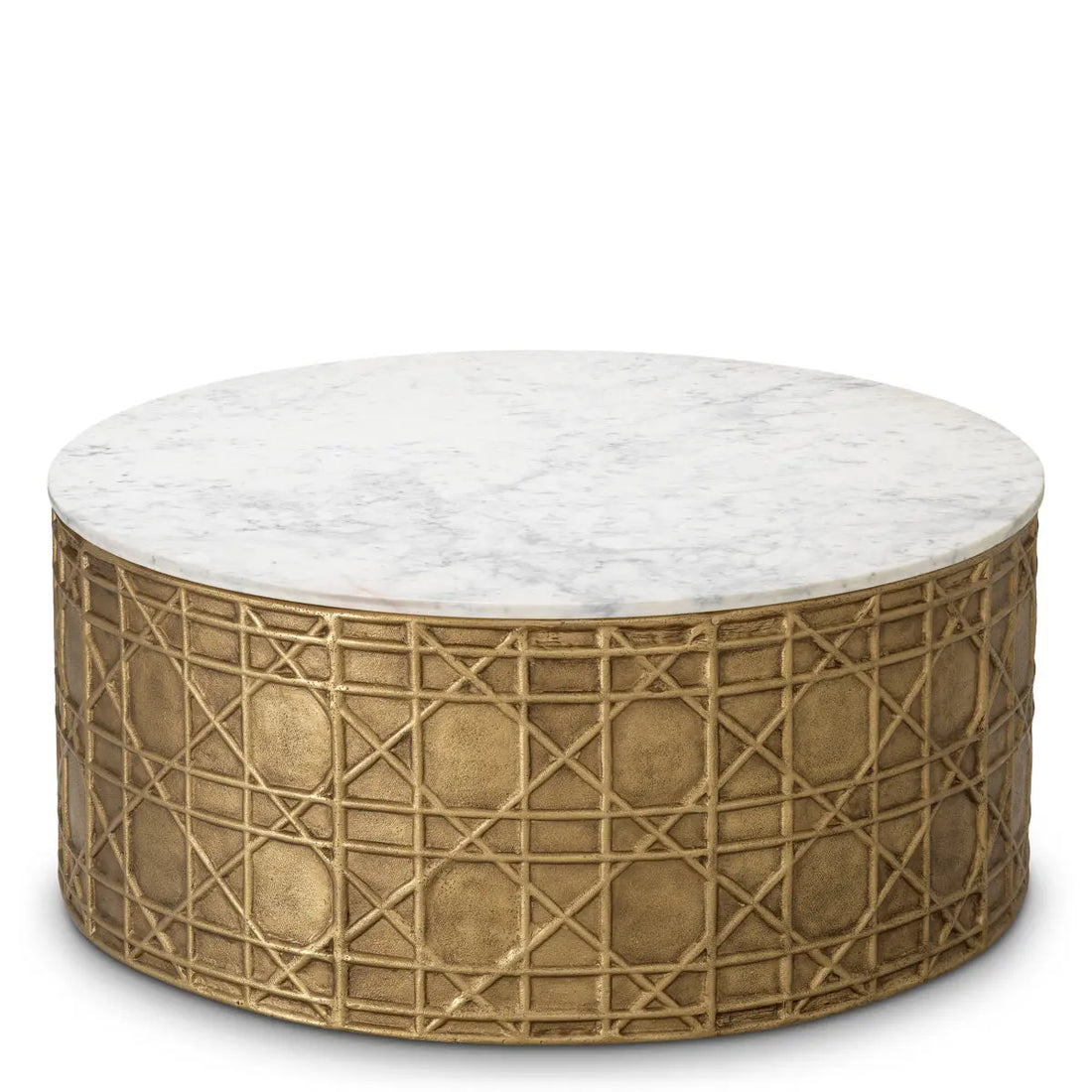 Coffee Table Laurenson vintage brass finish white marble