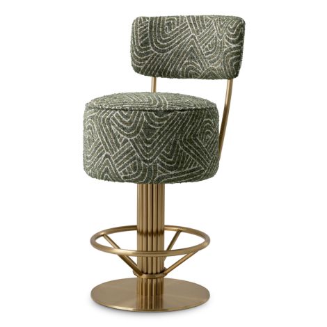 Counter Stool Carleton with back camari green brushed brass finish
