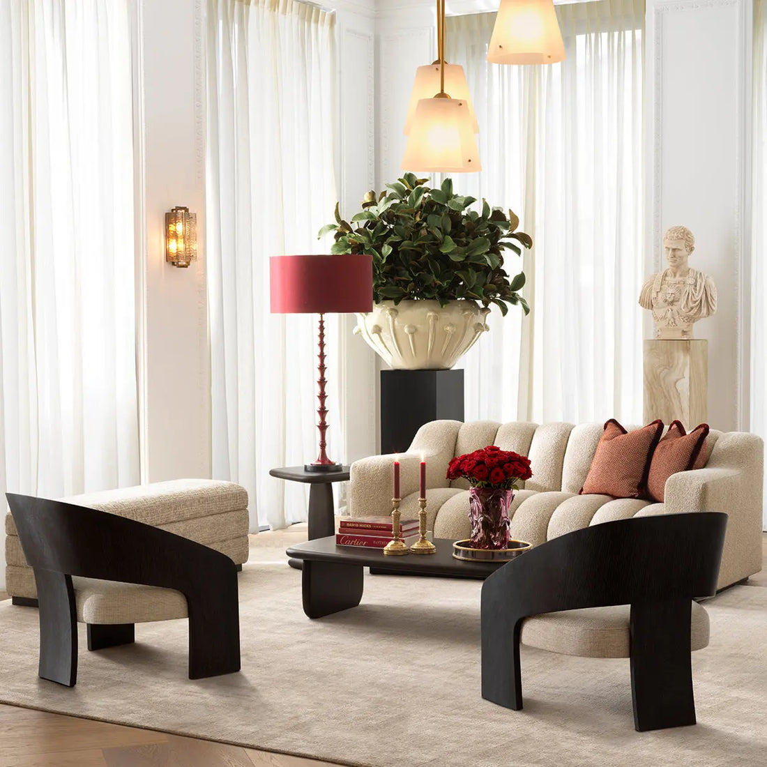 Table Lamp Arabella bordeaux red finish incl shade