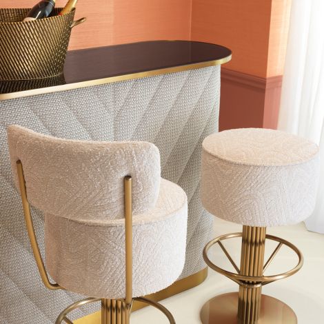 Bar Stool Carleton with back camari cream brushed brass finish