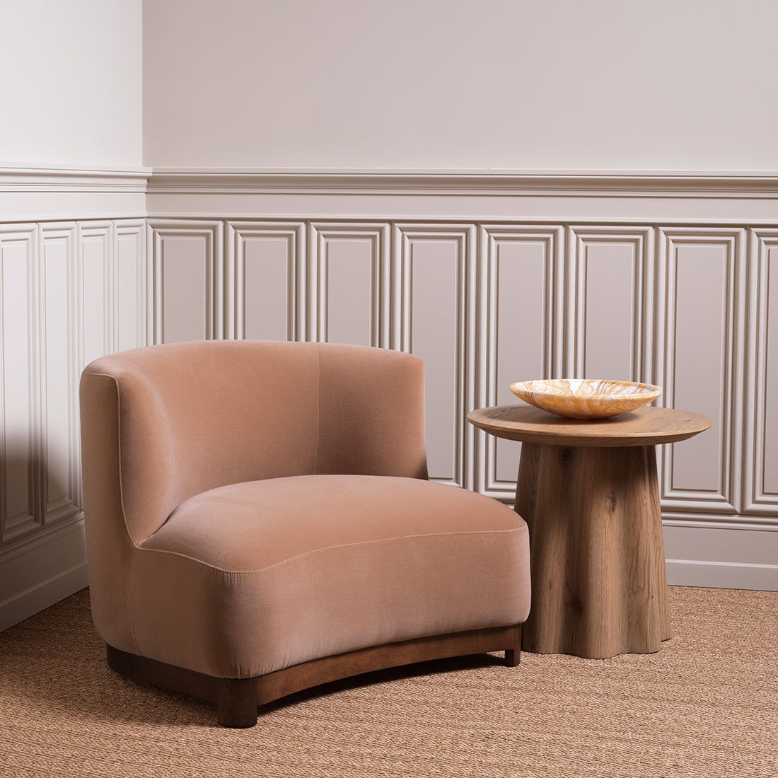 Chair Stelvio walnut finish morris merino camel