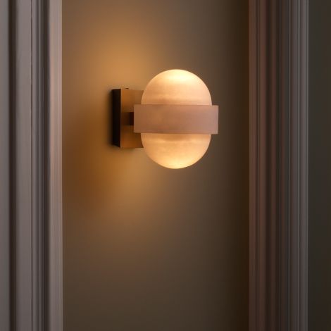 Wall Lamp Icarus antique brass finish alabaster