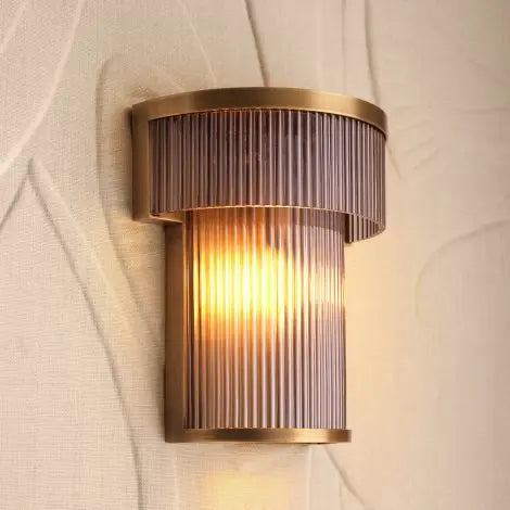CDJ Wall Lamp Andromeda antique brass finish smoke glass