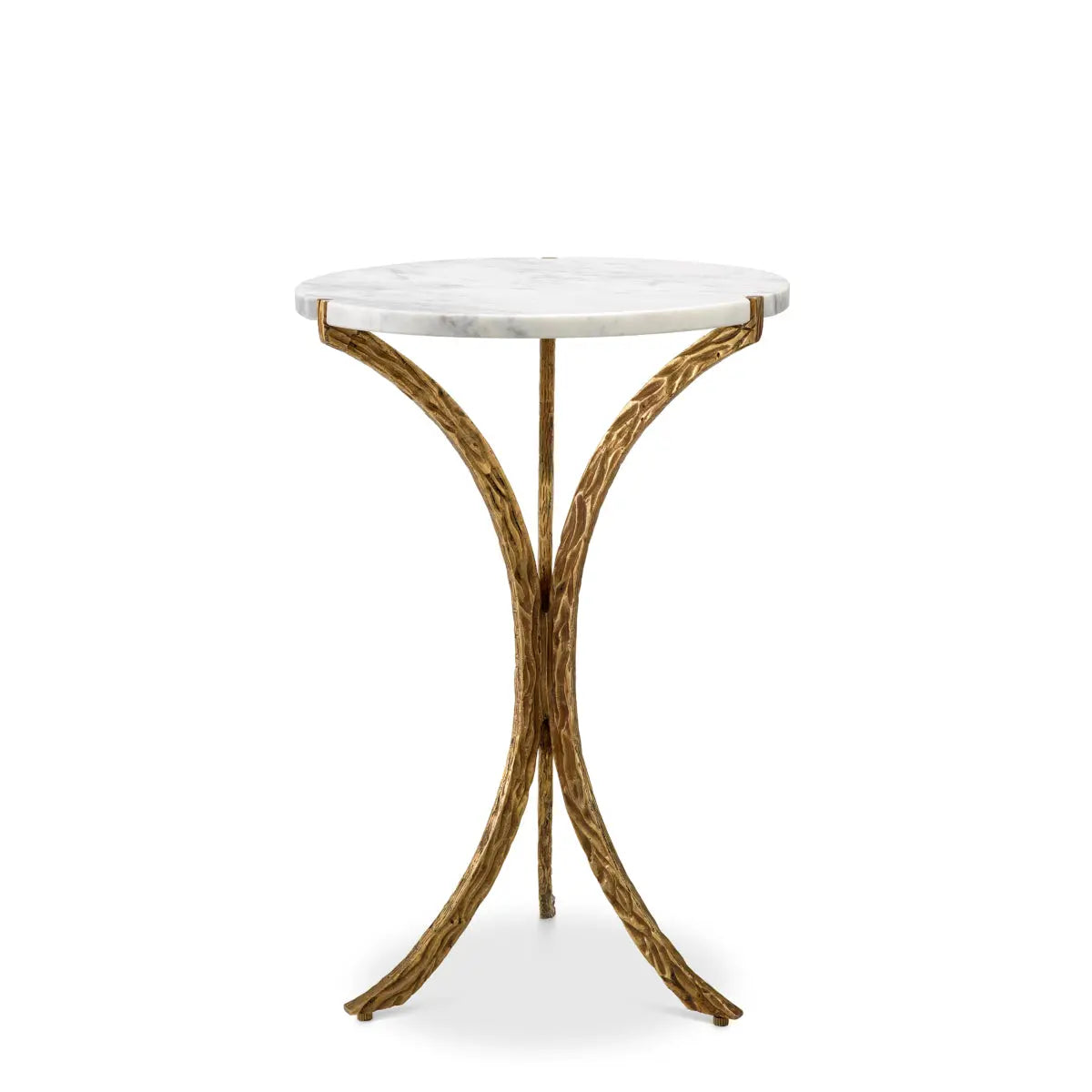 Side Table Emmeline vintage brass finish white marble
