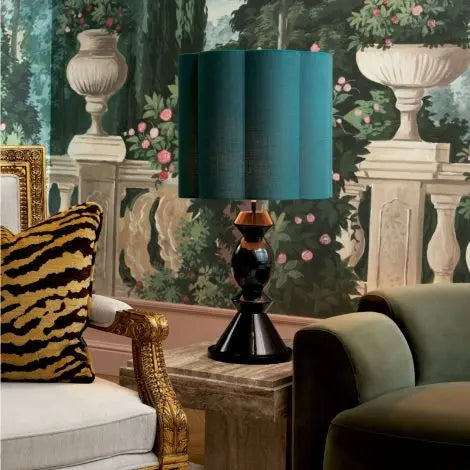 CDJ Table Lamp Dionne piano black finish incl turquoise shade