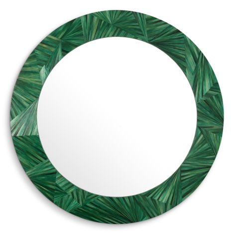 Mirror Cassara straw marquetry green