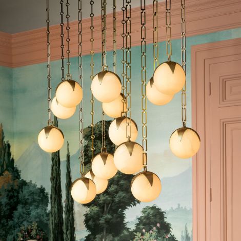 CDJ Chandelier Alesa L antique brass finish alabaster