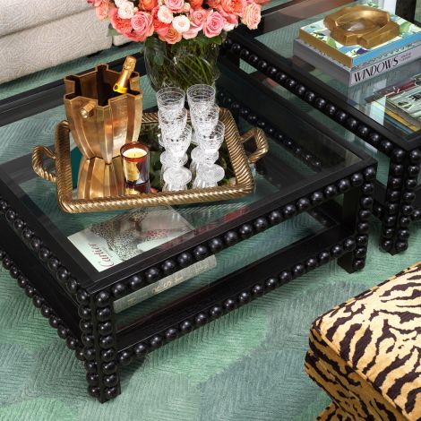 Coffee Table Kenton classic black finish clear glass