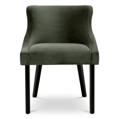 Dining Chair Chavelle black finish torrin green velvet