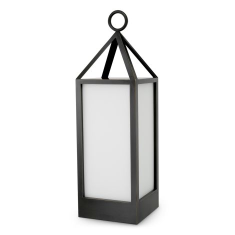 Outdoor Lamp Riserva L bronze highlight finish white glass