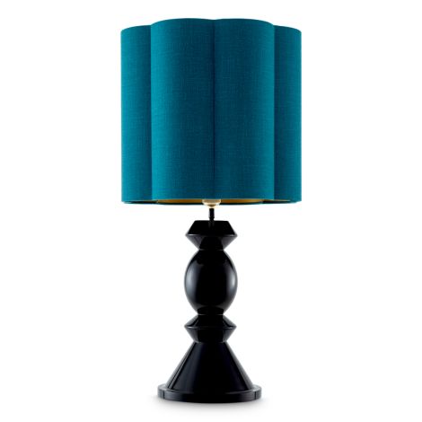 CDJ Table Lamp Dionne piano black finish incl turquoise shade