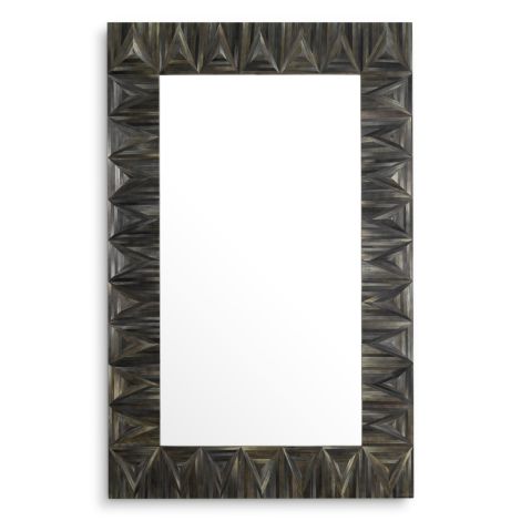 Mirror Belmont straw marquetry charcoal