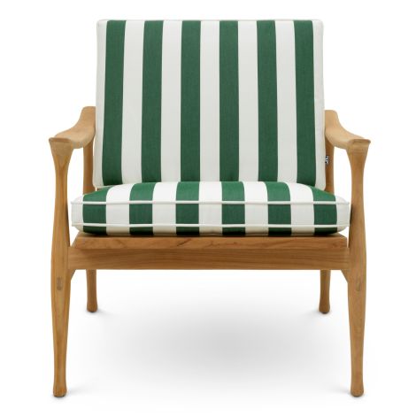 Outdoor Chair Manzo natural teak florent green incl cushions