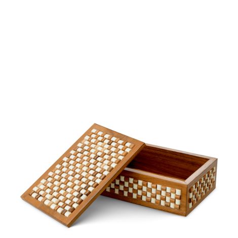 Box Cavendish S white brown beads