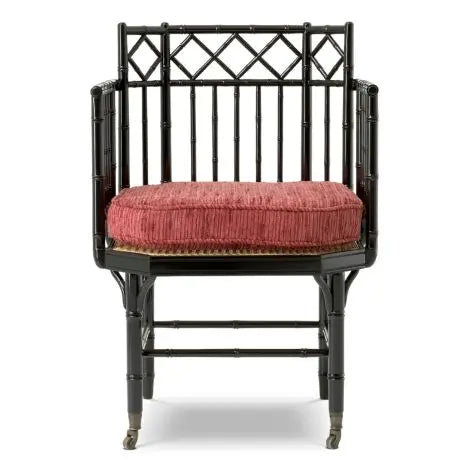 Chair Xavier piano black finish incl terren bordeaux cushion
