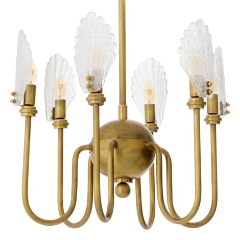 CDJ Chandelier Isabelle vintage brass finish handmade glass