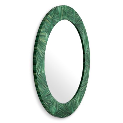Mirror Cassara straw marquetry green