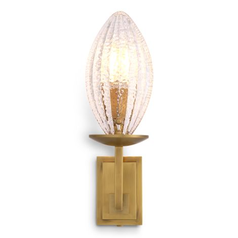 CDJ Wall Lamp Persephone antique brass finish clear glass