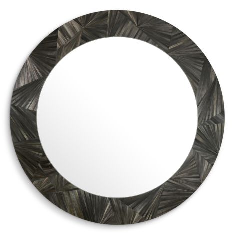 Mirror Cassara straw marquetry charcoal