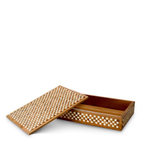 Box Cavendish L white brown beads