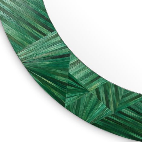 Mirror Cassara straw marquetry green
