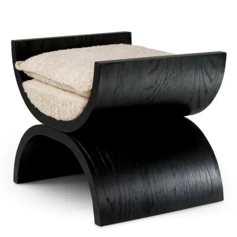 Stool Claybourne black oak veneer bouclΓ© sonata cream