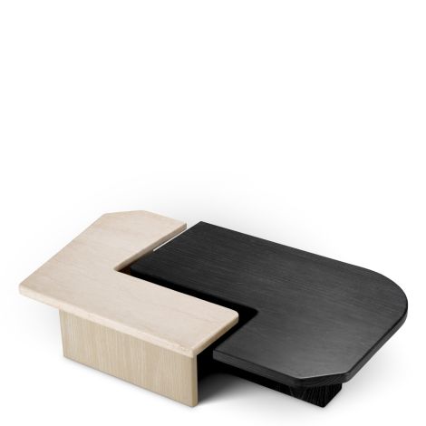 Coffee Table Yardham travertine charcoal grey oak veneer set of 2