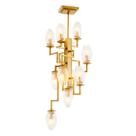 CDJ Chandelier Persephone antique brass finish clear glass