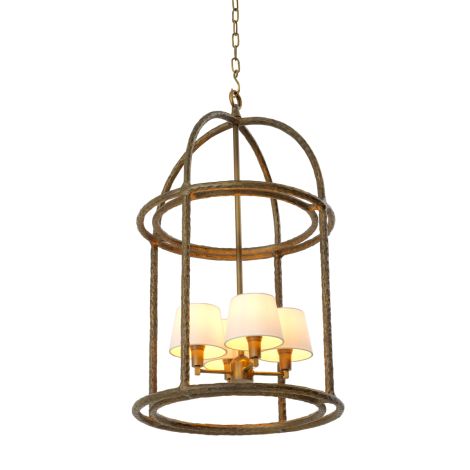 Pendant Montrose vintage brass finish incl white shades