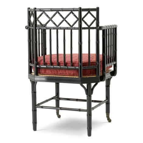 Chair Xavier piano black finish incl terren bordeaux cushion