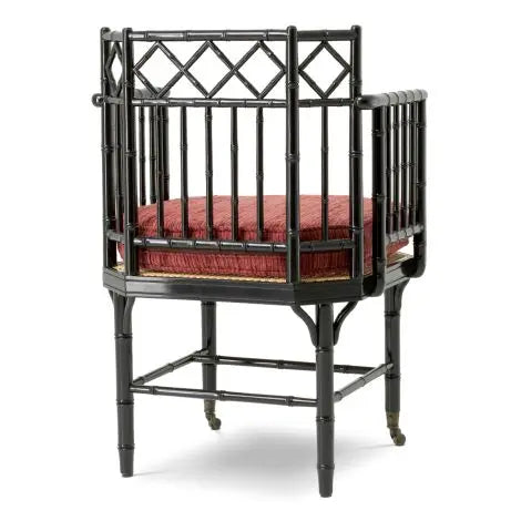 Chair Xavier piano black finish incl terren bordeaux cushion