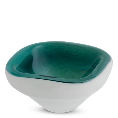 Bowl Aureum dark green white glass